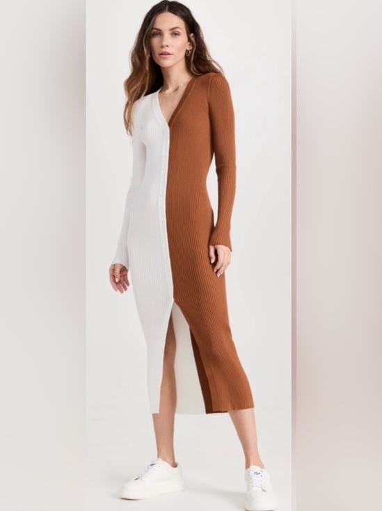 STAUD Dresses & Skirts - NWT STAUD Shoko Colorblock Ribbed Knit Sweater Dress